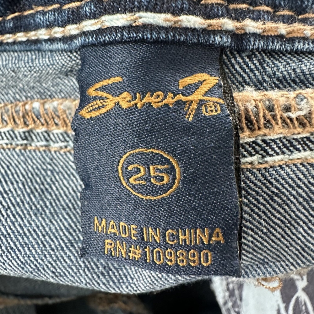 Seven 7 Womens Rocker Slim Jeans 26x27 Blue Stretch Flap Back Pockets Tag Sz 25 - Picture 10 of 16